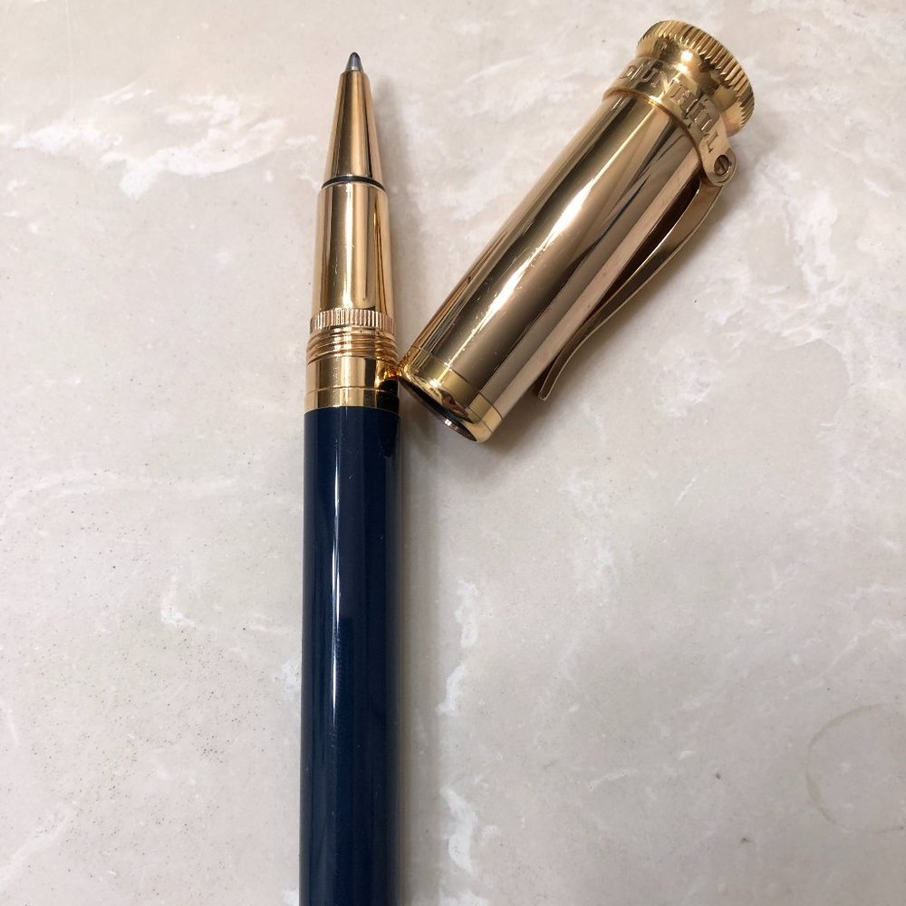 Not for Sale Rose Gold Roller Ball Navy Blue by Alfred Dunhill